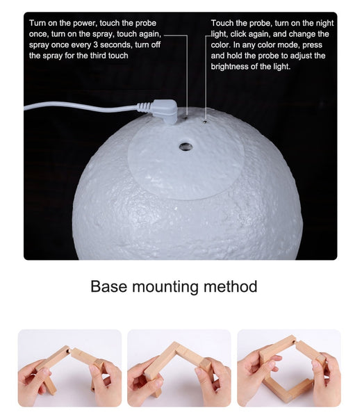 New 880ML Air Humidifier 3D Moon Lamp light Diffuser Aroma Essential Oil USB Ultrasonic Humidificador Night Cool Mist Purifier - Best idea product