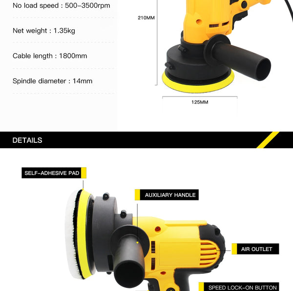 Electric Car Polisher Machine 220V 500-3500rpm 600W Auto Polishing Machine 6 Speed Sander Polish Waxing Tools Car Accessories - Best idea product