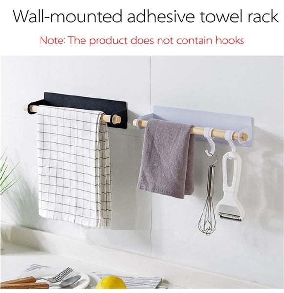 1pc New Wood and Metal Wall Bracket Fashion Towel Rack Storage Box Rag Bracket Plastic Wrap Storage Rack Kitchen Accessorie - Best idea product