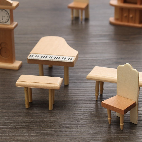 Hot Sale 29Pcs/Set Dollhouse Miniature Unpainted Wooden Furniture Suite 1/24 Scale Model Doll Toys Kids Toys For Children - Best idea product