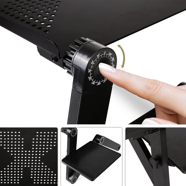 Adjustable Aluminum Laptop Desk Ergonomic Portable TV Bed Lapdesk Tray PC Table Stand Notebook Table Desk Stand With Mouse Pad - Best idea product