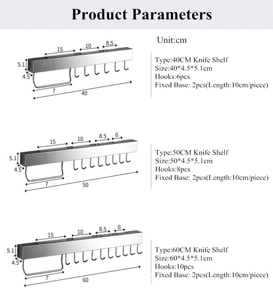 Stainless Steel Kitchen Racks for Pantry All Knives Shelf with Hook Slice Soup Ladle Chopping Block Holder Kitchen Accessories - Best idea product