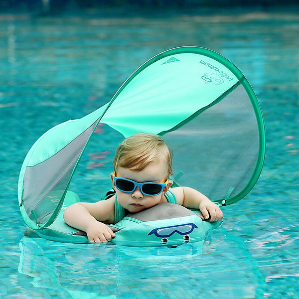 UPF 50 Mambo baby swim float swimming ring UV-protection baby floating with canopy no need Inflatable neck Floats Swim Trainer - Best idea product