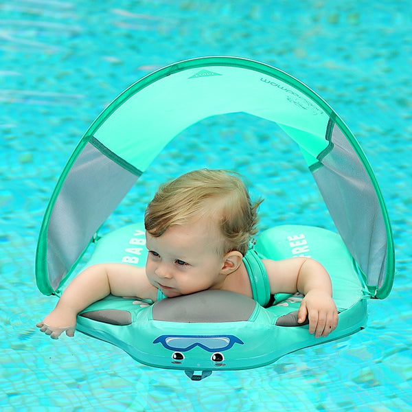 UPF 50 Mambo baby swim float swimming ring UV-protection baby floating with canopy no need Inflatable neck Floats Swim Trainer - Best idea product