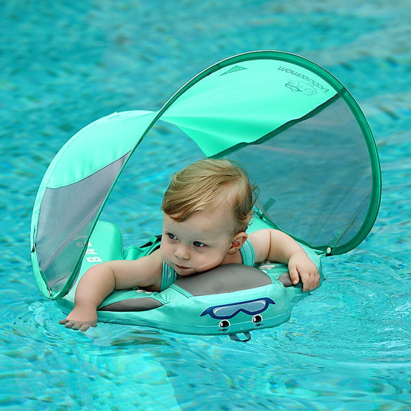 UPF 50 Mambo baby swim float swimming ring UV-protection baby floating with canopy no need Inflatable neck Floats Swim Trainer - Best idea product