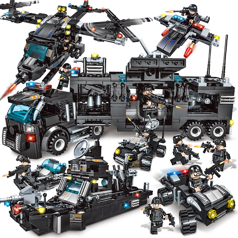 City Police Station Car Headquarters Building Blocks legoing Technic Truck SWAT WW2 Military Bricks Toys for Children Kids - Best idea product