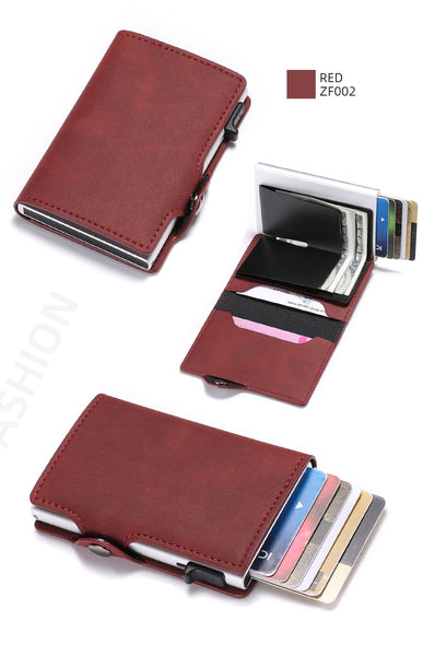 BISI GORO Single Box Card Holder PU Leather Card Wallet New Men RFID Blocking Aluminum Smart Multifunction Slim Wallet Card Case - Best idea product