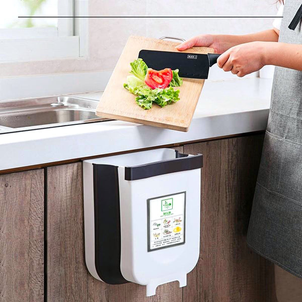 Folding Trash Bin Kitchen Cabinet Door Hanging Garbage Can Wall Mounted Trashcan for Bathroom Toilet Waste Storage - Best idea product