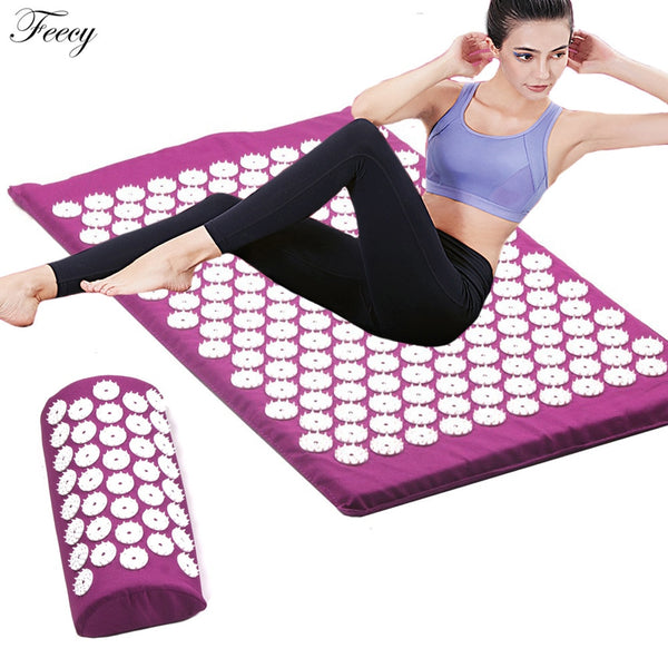 Acupressure Massager Mat Set Back Body Foot Cushion Massage Pad Relieve Stress Pain Shakti Acupuntura Yoga Spike Mat with Pillow - Best idea product