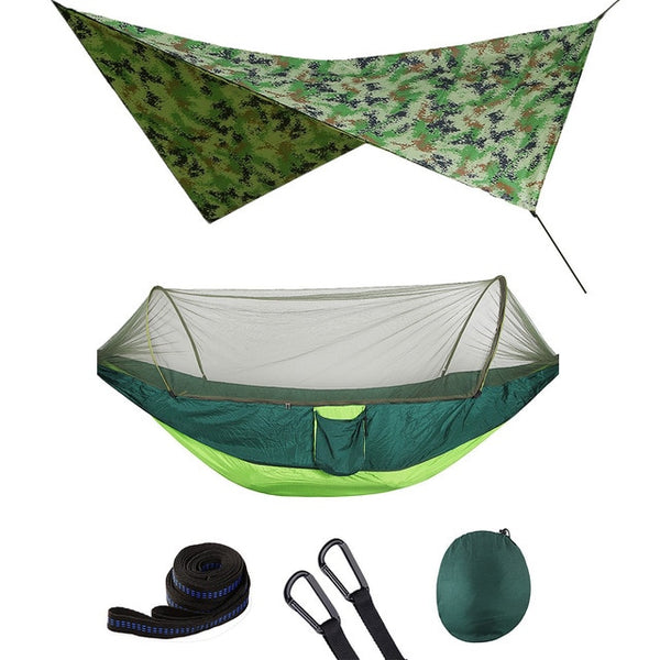 Outdoor Automatic Quick Open Mosquito Net Hammock Tent With Waterproof Canopy Awning Set Hammock Portable Pop-Up - Best idea product