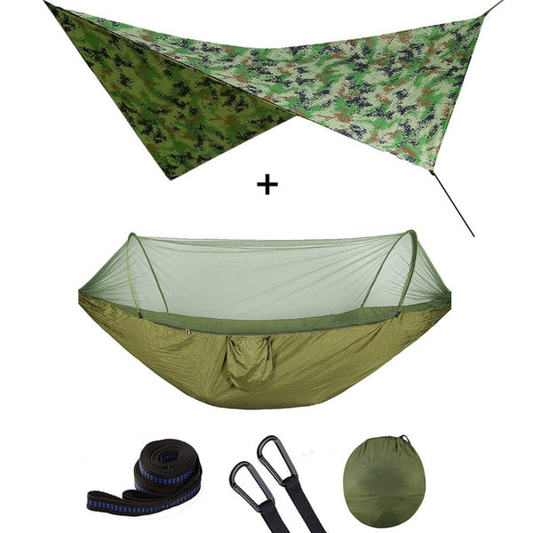 Outdoor Automatic Quick Open Mosquito Net Hammock Tent With Waterproof Canopy Awning Set Hammock Portable Pop-Up - Best idea product