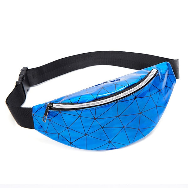 Women's Fashion Waist Packs Personalized Rock and Roll Color PU Leather Flashing Lattice Belt Bag Nerka Fanny Pack - Best idea product