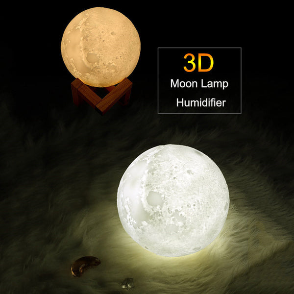 New 880ML Air Humidifier 3D Moon Lamp light Diffuser Aroma Essential Oil USB Ultrasonic Humidificador Night Cool Mist Purifier - Best idea product