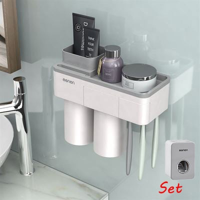 1Set Creative Magnetic Adsorption Toothbrush Holder Wall Mount Bathroom Cleanser Storage Rack Bathroom Accessories Set - Best idea product