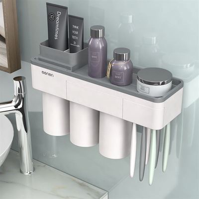 1Set Creative Magnetic Adsorption Toothbrush Holder Wall Mount Bathroom Cleanser Storage Rack Bathroom Accessories Set - Best idea product