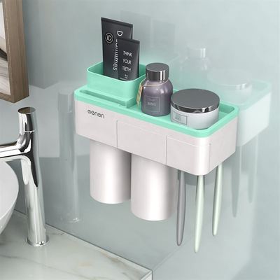 1Set Creative Magnetic Adsorption Toothbrush Holder Wall Mount Bathroom Cleanser Storage Rack Bathroom Accessories Set - Best idea product