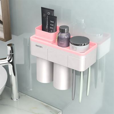 1Set Creative Magnetic Adsorption Toothbrush Holder Wall Mount Bathroom Cleanser Storage Rack Bathroom Accessories Set - Best idea product