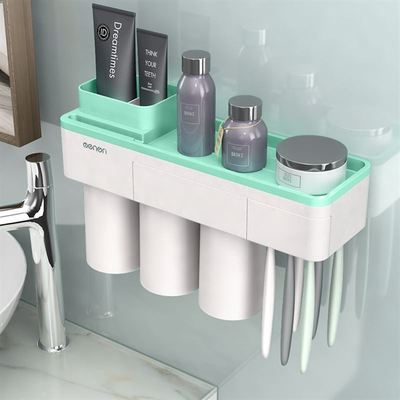 1Set Creative Magnetic Adsorption Toothbrush Holder Wall Mount Bathroom Cleanser Storage Rack Bathroom Accessories Set - Best idea product