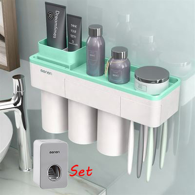 1Set Creative Magnetic Adsorption Toothbrush Holder Wall Mount Bathroom Cleanser Storage Rack Bathroom Accessories Set - Best idea product