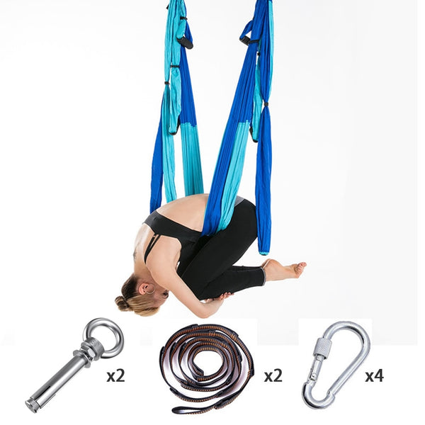 Full Set 6 Handles Anti-gravity Aerial Yoga Hammock Flying Swing Trapeze Yoga Inversion Exercises Device Home GYM Hanging Belt - Best idea product