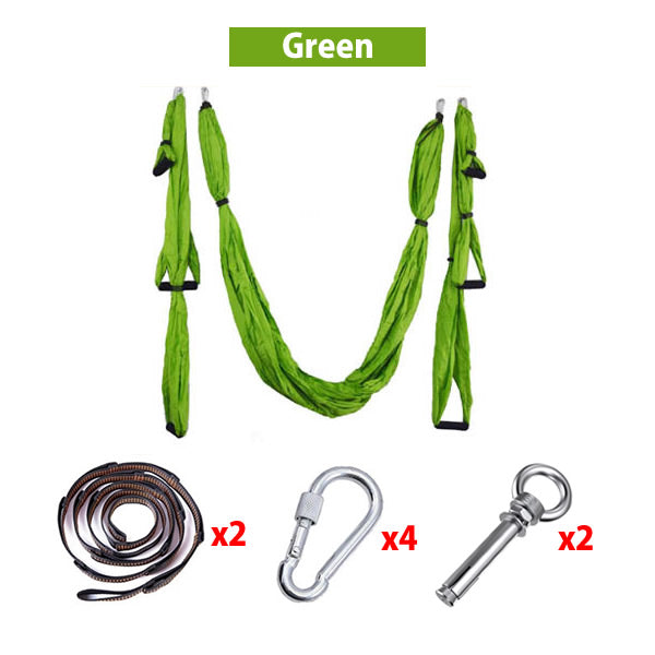 Full Set 6 Handles Anti-gravity Aerial Yoga Hammock Flying Swing Trapeze Yoga Inversion Exercises Device Home GYM Hanging Belt - Best idea product