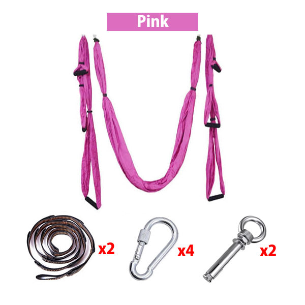 Full Set 6 Handles Anti-gravity Aerial Yoga Hammock Flying Swing Trapeze Yoga Inversion Exercises Device Home GYM Hanging Belt - Best idea product