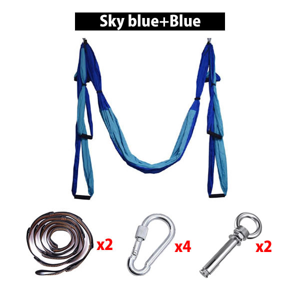 Full Set 6 Handles Anti-gravity Aerial Yoga Hammock Flying Swing Trapeze Yoga Inversion Exercises Device Home GYM Hanging Belt - Best idea product