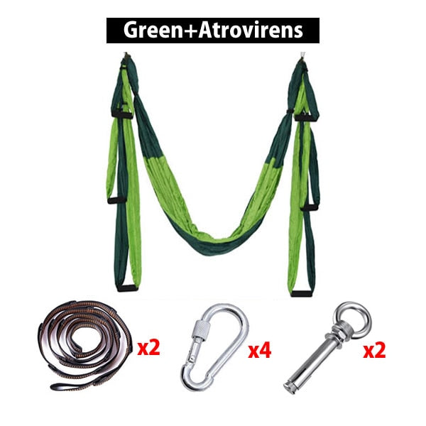 Full Set 6 Handles Anti-gravity Aerial Yoga Hammock Flying Swing Trapeze Yoga Inversion Exercises Device Home GYM Hanging Belt - Best idea product