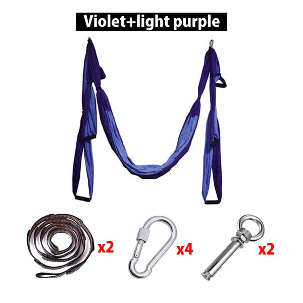 Full Set 6 Handles Anti-gravity Aerial Yoga Hammock Flying Swing Trapeze Yoga Inversion Exercises Device Home GYM Hanging Belt - Best idea product