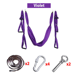 Full Set 6 Handles Anti-gravity Aerial Yoga Hammock Flying Swing Trapeze Yoga Inversion Exercises Device Home GYM Hanging Belt - Best idea product