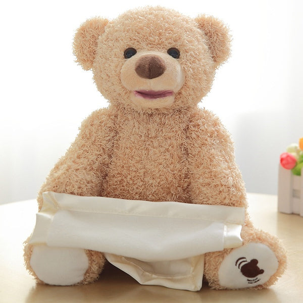 Azoo 30cm Peek a Boo Teddy Bear Play Hide Seek Lovely Cartoon Stuffed Kids Birthday Xmas Gift Cute Electric Music Bear Plush Toy - Best idea product