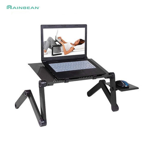 Adjustable Aluminum Laptop Desk Ergonomic Portable TV Bed Lapdesk Tray PC Table Stand Notebook Table Desk Stand With Mouse Pad - Best idea product