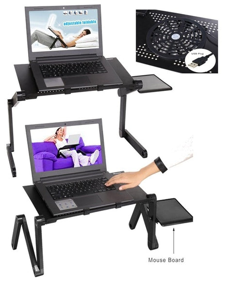 Adjustable Aluminum Laptop Desk Ergonomic Portable TV Bed Lapdesk Tray PC Table Stand Notebook Table Desk Stand With Mouse Pad - Best idea product