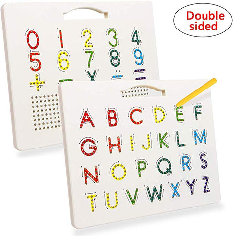 Magnetic Alphabet Tracing Board, Double Sided Drawing Board for Kids, Colorful Letter and Number Learner for Toddlers Children - Best idea product