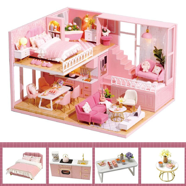 Cutebee DIY DollHouse Wooden Doll Houses Miniature Dollhouse Furniture Kit Toys for children New Year Christmas Gift  Casa M025 - Best idea product