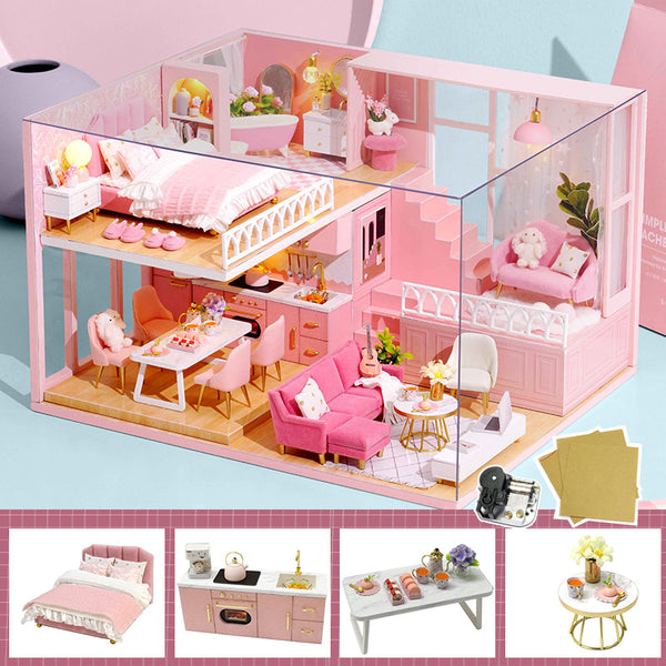 Cutebee DIY DollHouse Wooden Doll Houses Miniature Dollhouse Furniture Kit Toys for children New Year Christmas Gift  Casa M025 - Best idea product