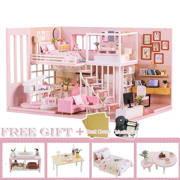 Cutebee DIY DollHouse Wooden Doll Houses Miniature Dollhouse Furniture Kit Toys for children New Year Christmas Gift  Casa M025 - Best idea product