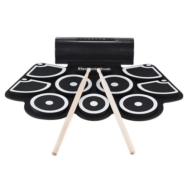 Portable Roll up Electronic USB MIDI Drum Set Kits 9 Pads Built-in Speakers Foot Pedals Drumsticks USB Cable For Practice - Best idea product