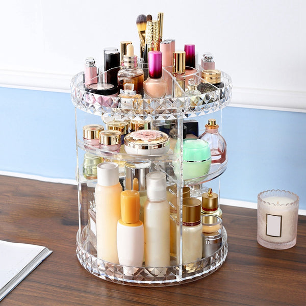 Hot Sale 360 Degree Rotation Transparent Acrylic Cosmetics Storage Box Fashion Spin Multifunction Detachable Makeup Beauty Org - Best idea product