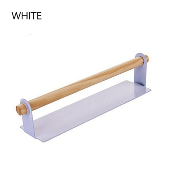 1pc New Wood and Metal Wall Bracket Fashion Towel Rack Storage Box Rag Bracket Plastic Wrap Storage Rack Kitchen Accessorie - Best idea product