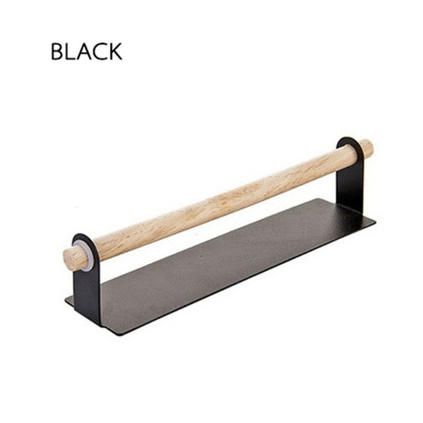 1pc New Wood and Metal Wall Bracket Fashion Towel Rack Storage Box Rag Bracket Plastic Wrap Storage Rack Kitchen Accessorie - Best idea product