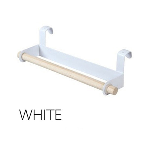 1pc New Wood and Metal Wall Bracket Fashion Towel Rack Storage Box Rag Bracket Plastic Wrap Storage Rack Kitchen Accessorie - Best idea product