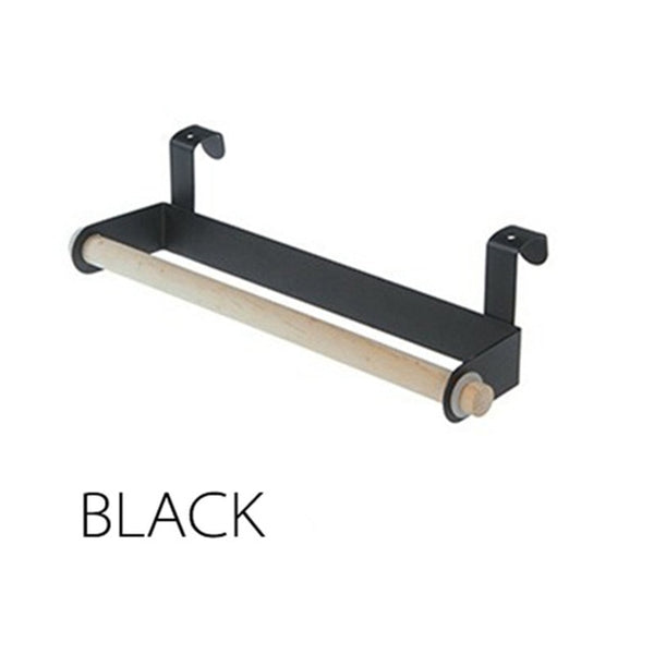 1pc New Wood and Metal Wall Bracket Fashion Towel Rack Storage Box Rag Bracket Plastic Wrap Storage Rack Kitchen Accessorie - Best idea product