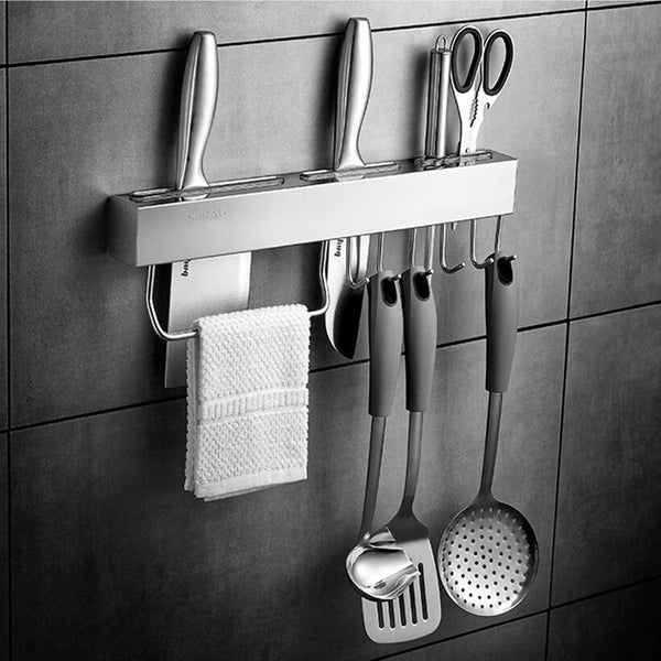 Stainless Steel Kitchen Racks for Pantry All Knives Shelf with Hook Slice Soup Ladle Chopping Block Holder Kitchen Accessories - Best idea product