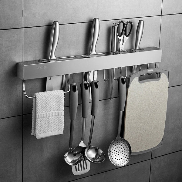 Stainless Steel Kitchen Racks for Pantry All Knives Shelf with Hook Slice Soup Ladle Chopping Block Holder Kitchen Accessories - Best idea product