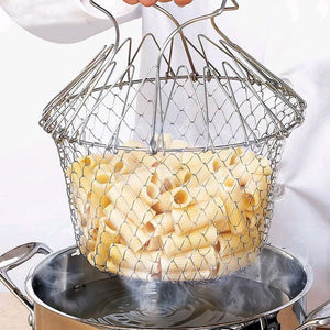 Foldable Steam Rinse Strain Stainless Steel Folding Frying Basket Colander Sieve Mesh Strainer Kitchen Cooking Tools Accessories - Best idea product