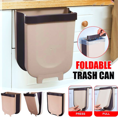 Folding Trash Bin Kitchen Cabinet Door Hanging Garbage Can Wall Mounted Trashcan for Bathroom Toilet Waste Storage - Best idea product