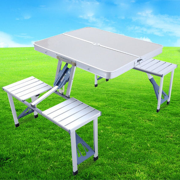 Multifunction Durable Portable Outdoor Barbecue BBQ Camping Aluminum Alloy Folding Table Outdoor Picnic Dining Table Desk Stool - Best idea product