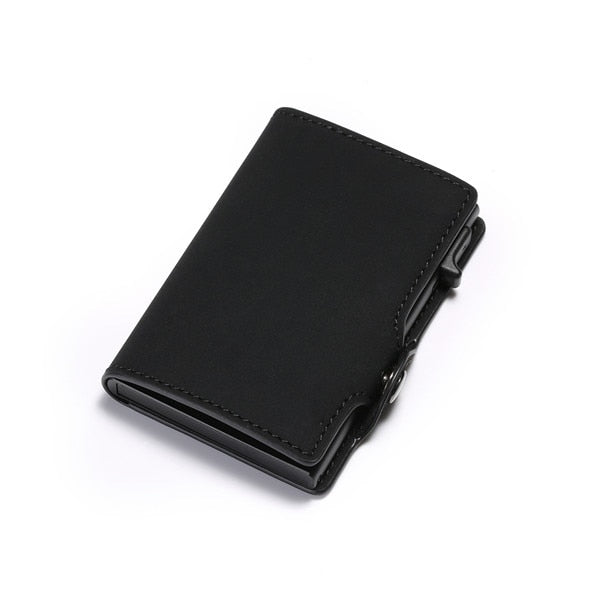 BISI GORO Single Box Card Holder PU Leather Card Wallet New Men RFID Blocking Aluminum Smart Multifunction Slim Wallet Card Case - Best idea product