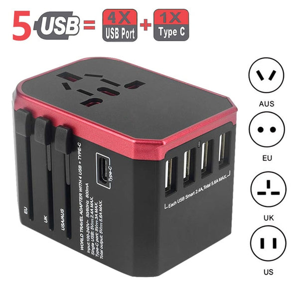 5USB travel adapter Universal Power Adapter Charger worldwide adaptor wall Electric Plugs Sockets Converter for mobile phones - Best idea product